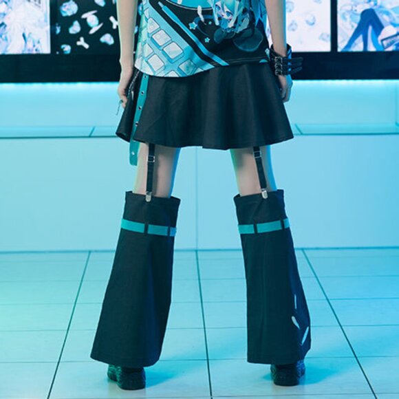 NEW ACDC RAG - Hatsune Miku Forever Black Mint Skirt with Leg Warmer - Picture 6 of 7